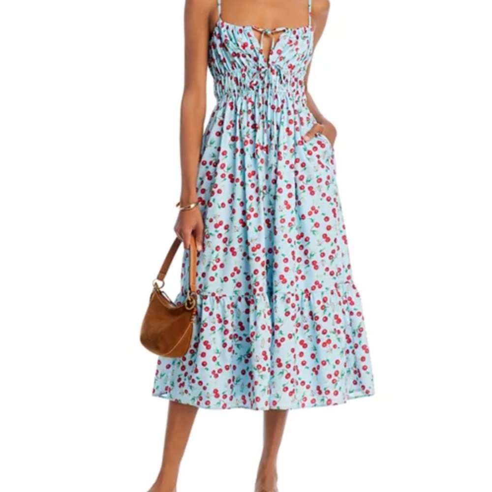 NWT! AQUA Blue and Red cherry 🍒 Women's Dress Sz medium